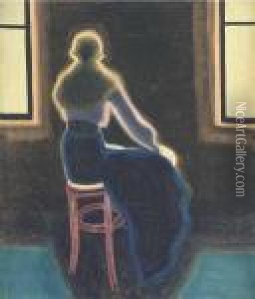 Jeune Femme De Dos Assise Sur Un Tabouret Oil Painting - Leon Spilliaert