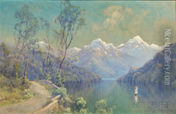 Swiss Landscape Oil Painting - Hezekiah Anthony Dyer