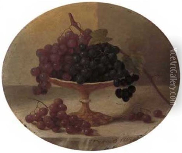 Cakes And Cider (+ Grapes And Compote; Pair) Oil Painting - John F. Francis