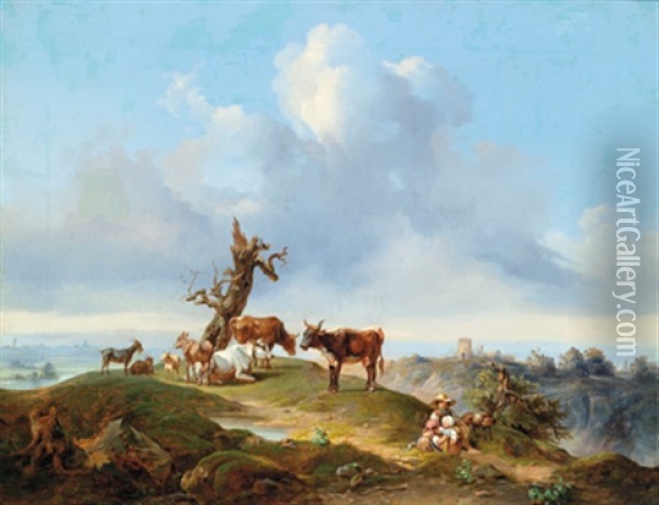 Rast Auf Der Weide Oil Painting - Edmund Mahlknecht