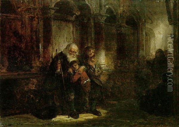 A Family Outside A Church Oil Painting - Herman Frederik Carel ten Kate