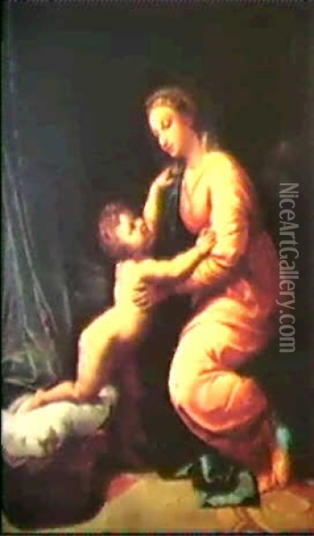 Madonna Mit Kind Oil Painting - Giulio Romano