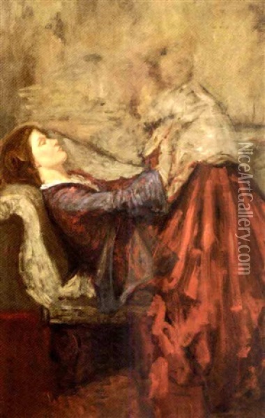 Mother And Baby Oil Painting - William (Sir) Rothenstein