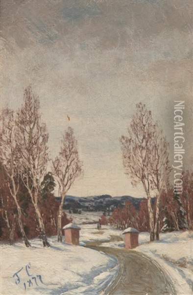 Wintry Road Oil Painting - Fanny Maria Churberg