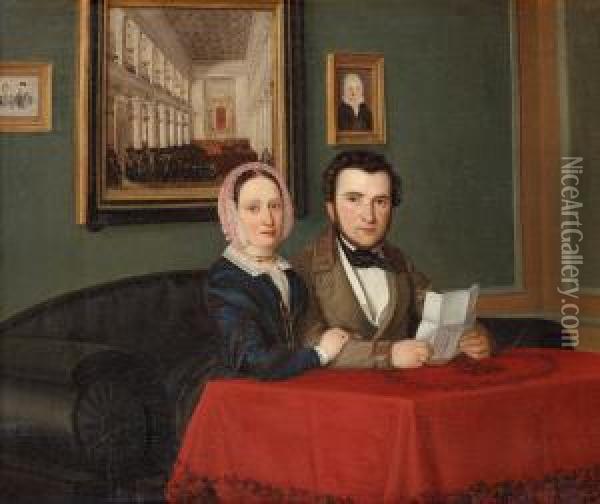 Portrait Of Moses And Hanne Ruben,copenhagen Oil Painting - Geskel Saloman