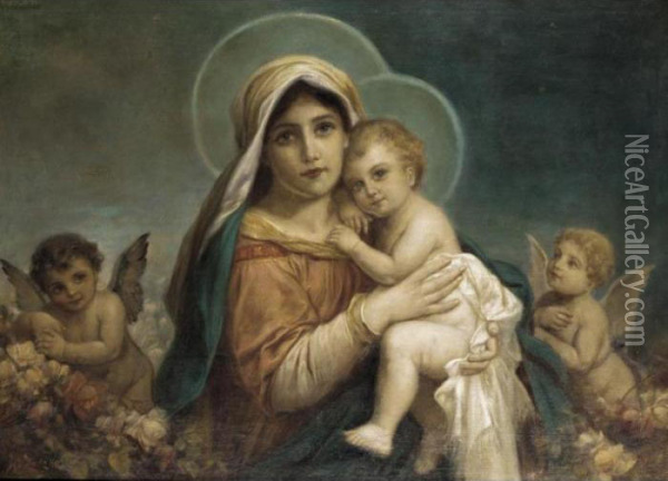 Madonna And Child Oil Painting - Hans Zatzka