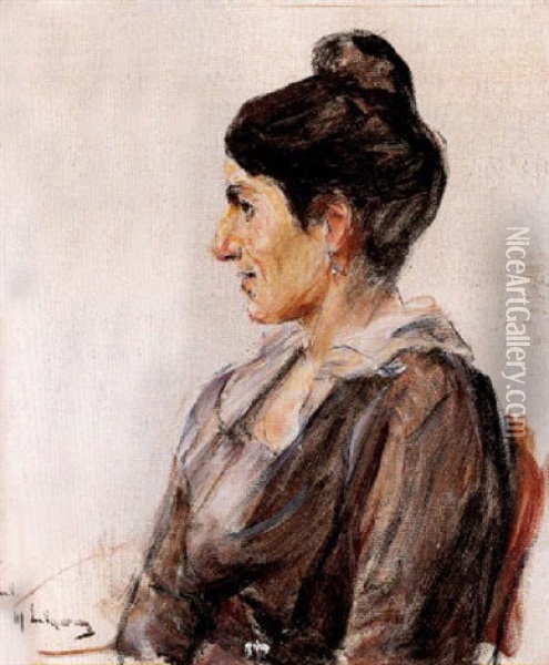 Brustbild Einer Sitzenden Dame (cacilie Markus?) Oil Painting - Max Liebermann