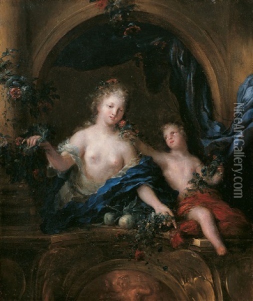 Allegorie Des Geruchs - Allegorie Des  Fruhlings Oil Painting - Ottmar Elliger the Younger