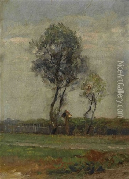 Bildstock Neben Baum Oil Painting - Friedrich Eckenfelder