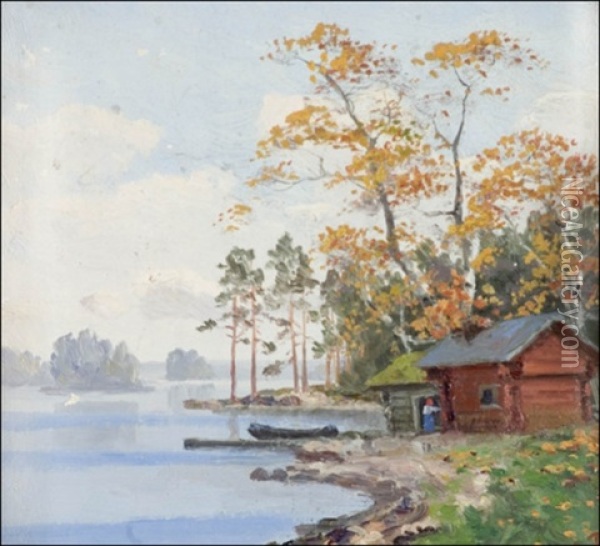 Punainen Rantamokki Oil Painting - Ellen Favorin