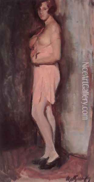 Pink Slip Oil Painting - Laszlo Mattyasovszky-Zsolnay
