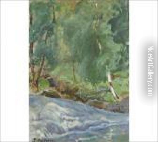 River Scene Oil Painting - Pekka Halonen