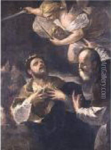 The Prophet Gad Offering King 
David The Choice Of Three Punishments: Famine, Civil War Or Plague Oil Painting - Luca Giordano