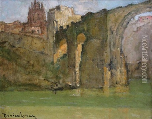 Pont San Martin Oil Painting - Louis Marie Desire-Lucas