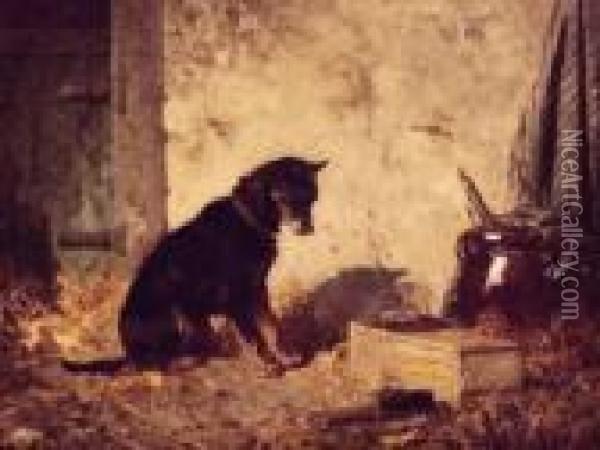 Chiens Et Souris Oil Painting - Vincent de Vos