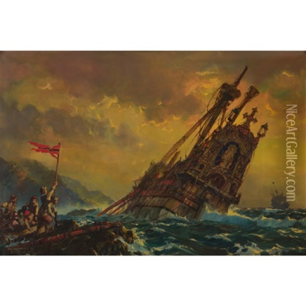 The Last Of The Armada Oil Painting - Kenneth Shoesmith