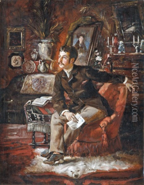 Szalonban Oil Painting - Joszi Arpad Koppay