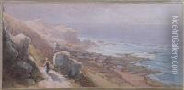 The Cliff Path Above Mousehole Oil Painting - Thomas Hart