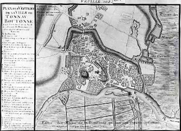 Map of the town of Tonnay-Boutonne from Recueil des Plans de Saintonge Oil Painting - Claude Masse