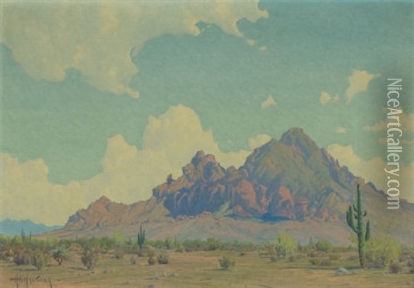 Camelback Mountain, Arizona Oil Painting - Harry B. Wagoner