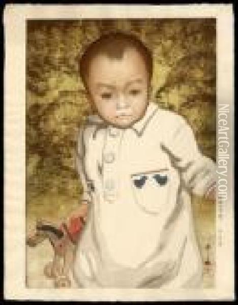 Portrait Of A Boy Oil Painting - Hiroshi Yoshida