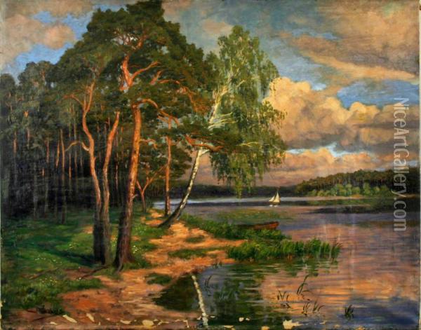 Markische Seenlandschaft Mit Kiefernwald Oil Painting - Ernst Lucke