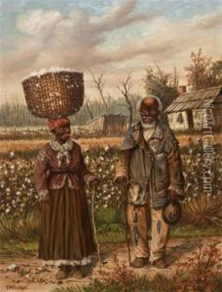 Cotton Pickers In A Field Oil Painting - William Aiken Walker