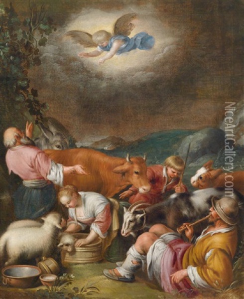 Die Verkundigung An Die Hirten Oil Painting - Jacopo dal Ponte Bassano