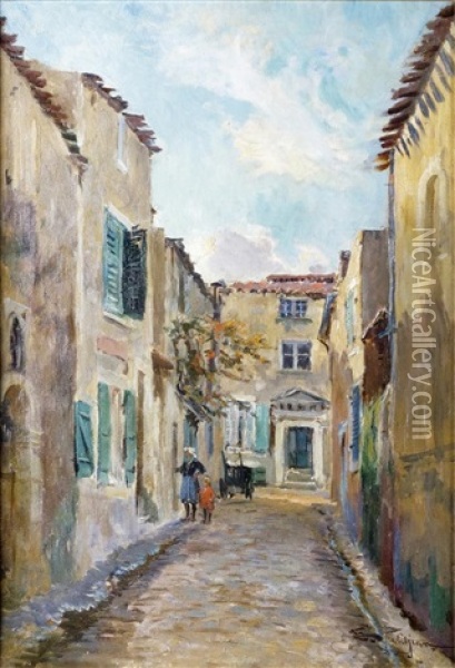 Rue De Village Provencal Oil Painting - Edmond Marie Petitjean