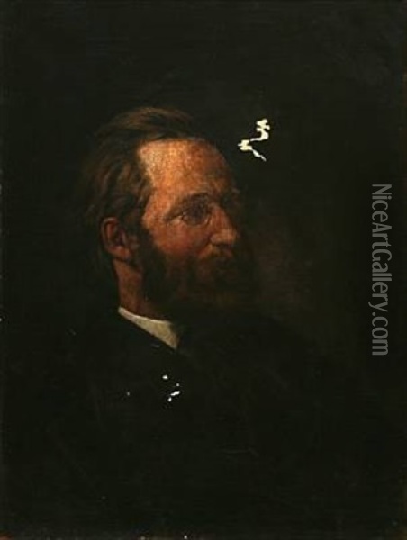 Portrait Of The Danish Painter Edvard Petersen Oil Painting - Valdemar Henrik Nicolaj Irminger