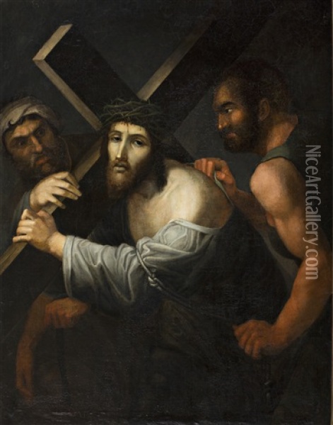 Cristo Camino Del Calvario Oil Painting - Josep Bernat Flaugier