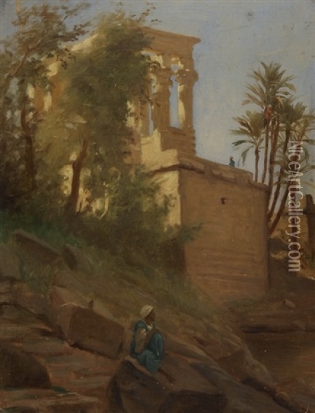 Vor Den Toren Einer Orientalischen Stadt Oil Painting - Charles Zacharie Landelle