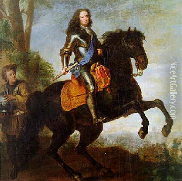 Equestrian Portrait Of A Nobleman Oil Painting - Herman Hendrik Quiter the Elder