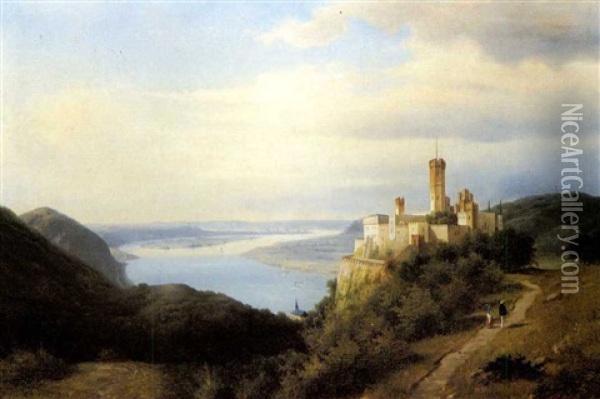 Schloss Stolzenfels Near Coblenz Oil Painting - Carl Wuennenberg