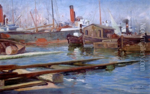 Le Port D'alger Oil Painting - Alphonse Leon Germain-Thill