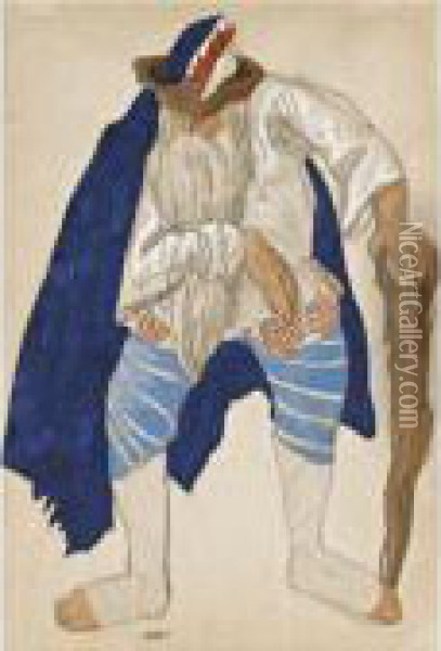 Costume Design For Sadko Oil Painting - Lev Samoilovich Bakst