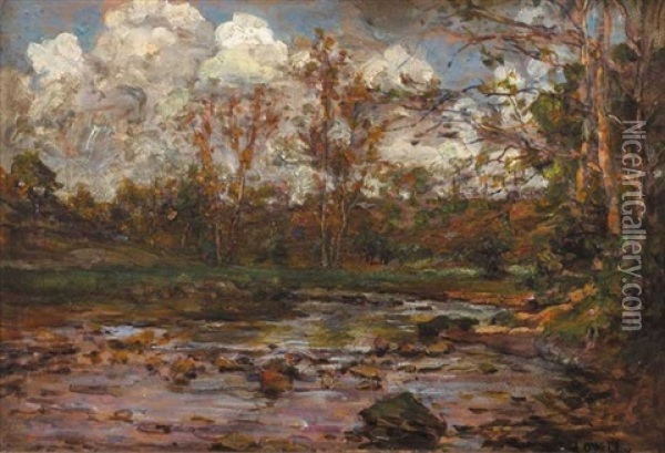 The Brook, Maine, After The Rain Oil Painting - Aloysius C. O'Kelly