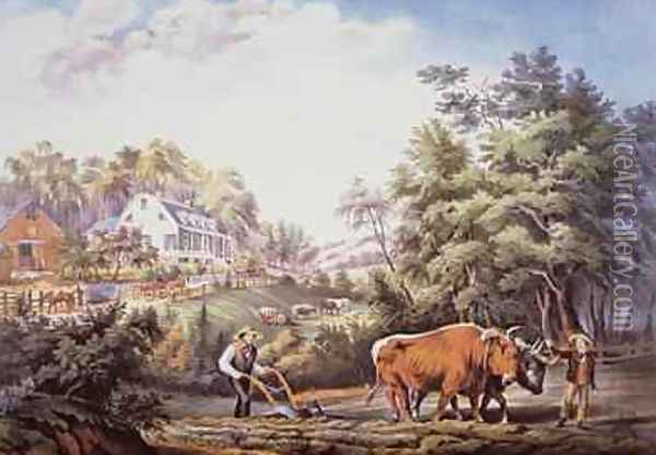 American Farm Scene, 1853 Oil Painting - Frances Flora Bond (Fanny) Palmer