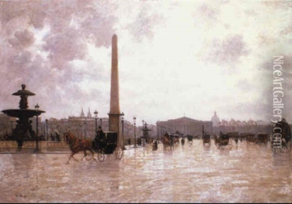 Place De La Concorde, Paris Oil Painting - Victor Brugairolles
