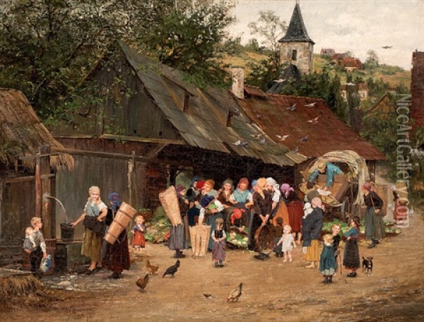 Bauernmarkt Oil Painting - Wilhelm Gustav Friedrich Hasemann