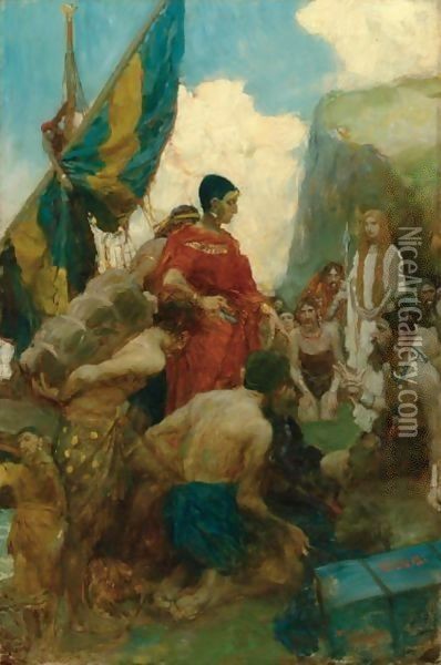 The Phoenician Traders Oil Painting - Howard Pyle