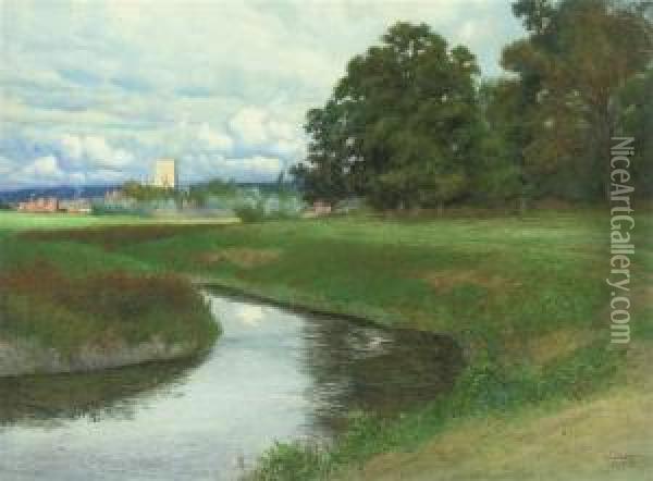 A Peaceful Stretch Of The River Oil Painting - John Doddy Walker