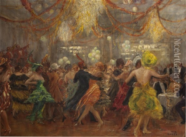 Faschingsball (carnival) Oil Painting - Max Friedrich Rabes