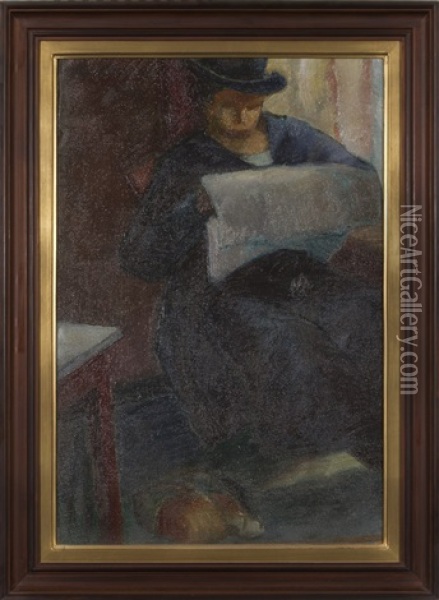 Reading Oil Painting - Vaino Kunnas