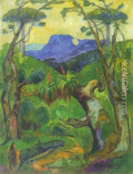 Fran Den Brasilianska Regnskogen Oil Painting - Alfred Hermann Helberger