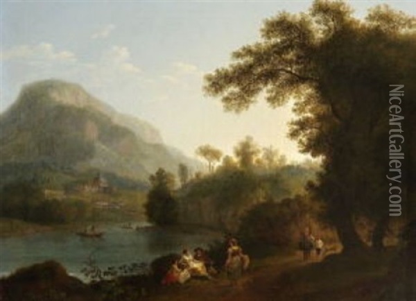 Flusslandschaft Oil Painting - Jacob Philipp Hackert