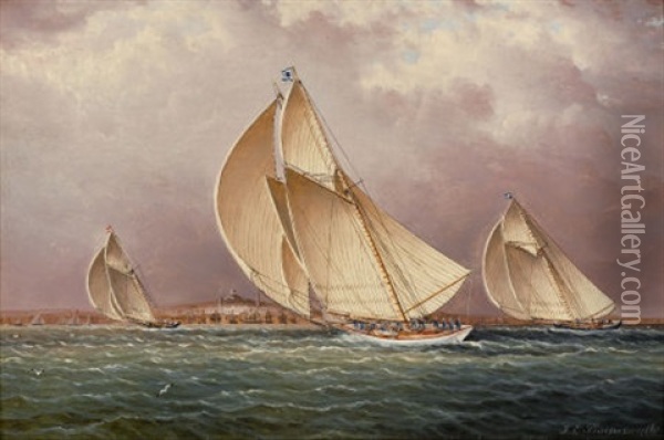 Yachting In Boston Harbor Oil Painting - James Edward Buttersworth