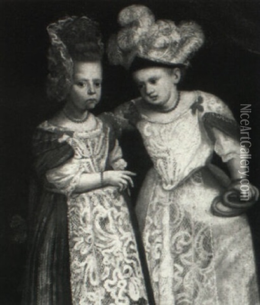 Portrait Of Two Children Oil Painting - Antonio Mercurio Amorosi
