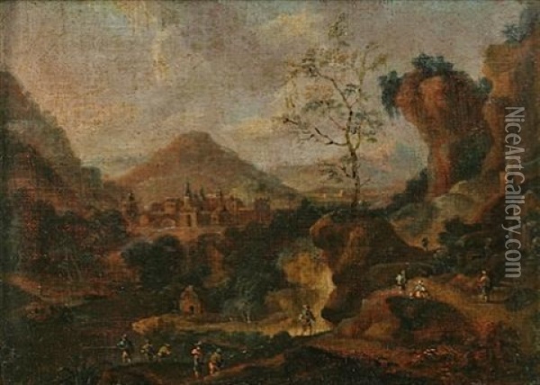 Mountainous Landscape (+ Another Similar; 2 Works) Oil Painting - Joos de Momper the Younger