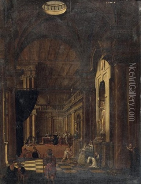 Scene De Sacrifice Dans Une Architecture Oil Painting - Hans Jurriaensz van Baden